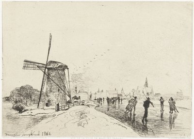 Vista de Maassluis Vue de la ville de Maaslins (Holanda) (título sobre objeto) de Johan Barthold Jongkind