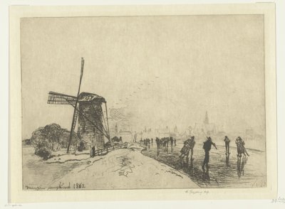 Vista de Maassluis Vue de la ville de Maaslins (Holanda) (título sobre objeto) de Johan Barthold Jongkind