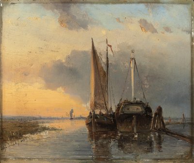 Puerto en un río holandés de Johan Barthold Jongkind