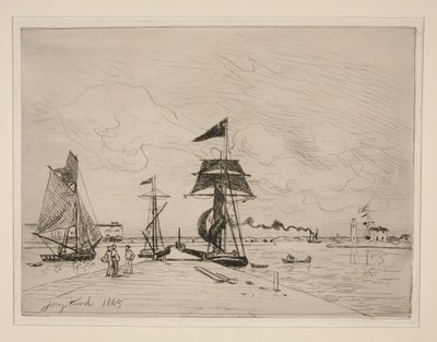 Embarcadero de madera en el puerto de Honfleur de Johan Barthold Jongkind