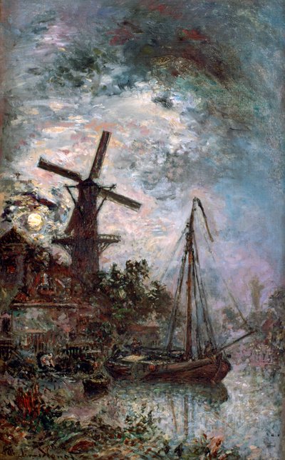 Paisaje con un Molino, 1888 de Johan Barthold Jongkind