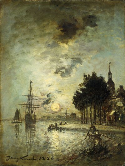 Luz de luna; Clair de Lune, 1886 de Johan Barthold Jongkind