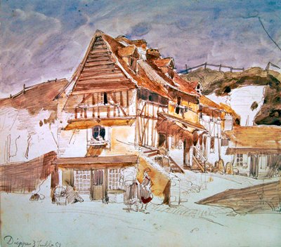 Casas antiguas en Dieppe, Normandía, Francia, 1851 de Johan Barthold Jongkind