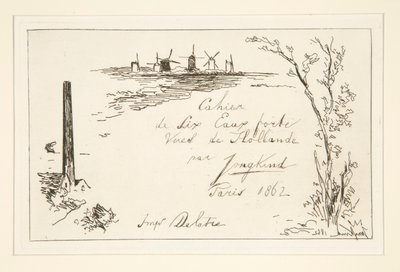 Título del cuaderno de seis aguafuertes de Johan Barthold Jongkind
