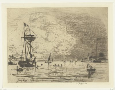 Salida del puerto de Honfleur Sortie du port de Honfleur (título sobre el objeto) de Johan Barthold Jongkind