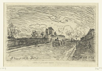 Salida del Hospital Cochin (Faubourg Saint-Jacques, París) Sortie de la Maison Cochin (Faubourg Saint-Jacques) (título sobre el objeto) de Johan Barthold Jongkind