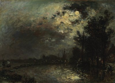 Vista de Overschie a la luz de la luna, 1872 de Johan Barthold Jongkind