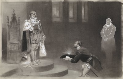 Diseño para la ilustración en De Amsterdammer: El regalo de los transvalores para el rey Eduardo de Johan Braakensiek