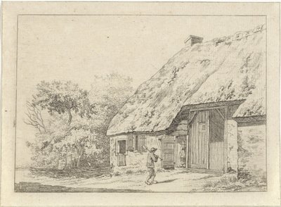Hombre con una pala en una granja de Johan Christiaan Willem Safft