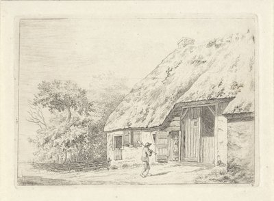 Hombre con una pala en una granja de Johan Christiaan Willem Safft