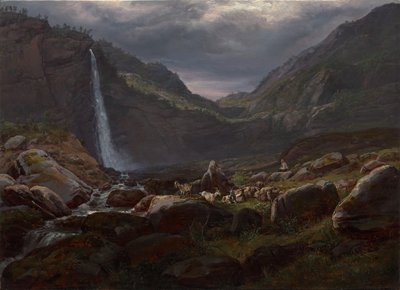 Cascada Feige (Feigefossen), Lysterfjord, Noruega de Johan Christian Dahl