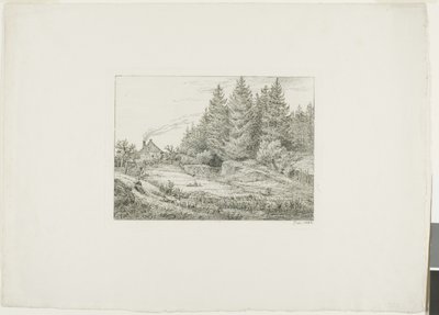 Casa de campo en un bosque de hoja perenne de Johan Christian Dahl