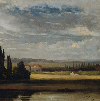 Vista del paisaje con cielo nublado alto de Johan Christian Dahl