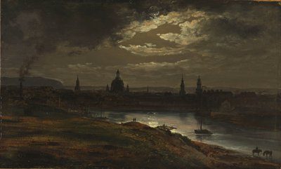 Dresde a la luz de la luna de Johan Christian Dahl