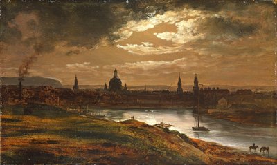 Dresde a la luz de la luna de Johan Christian Dahl