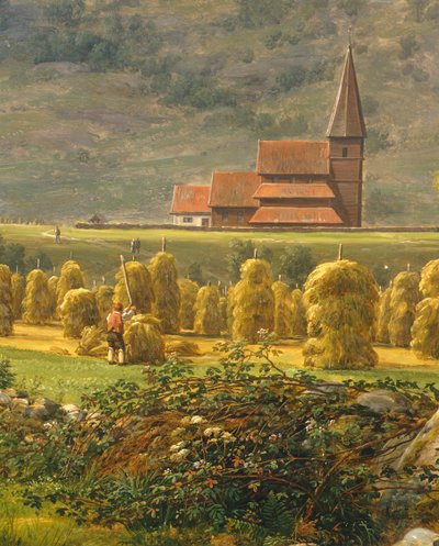 Recogiendo heno por Johan Christian Clausen Dahl, Noruega siglo XIX de Johan Christian Dahl