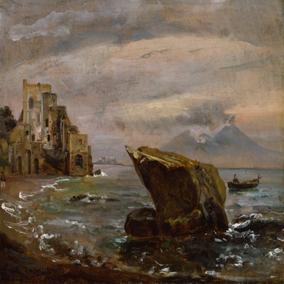 Paisaje costero cerca de Posillipo de Johan Christian Dahl