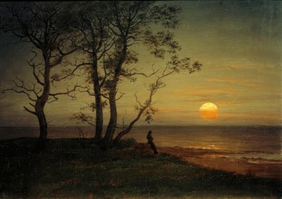 Orilla del mar a la luz de la luna de Johan Christian Dahl