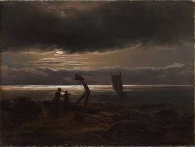 Madre e hijo junto al mar de Johan Christian Dahl