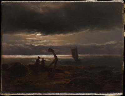 Madre e hijo junto al mar de Johan Christian Dahl