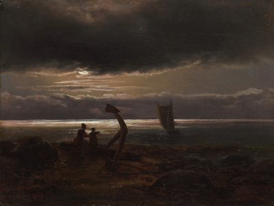 Madre e hijo junto al mar, 1830 de Johan Christian Dahl