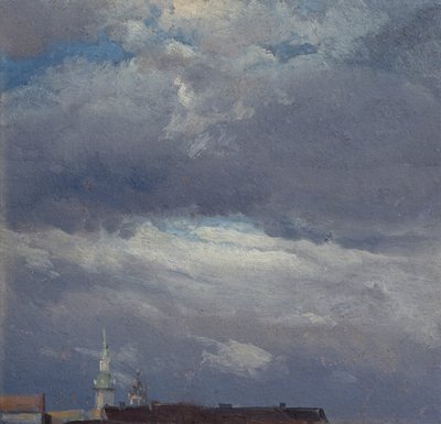 Nubes de tormenta sobre la torre del castillo de Dresde de Johan Christian Dahl