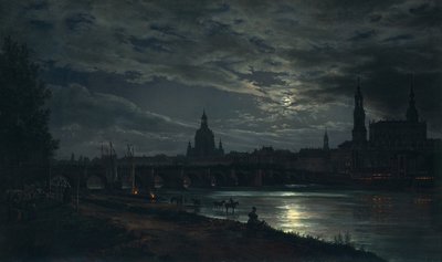 Vista de Dresde a la luz de la luna de Johan Christian Dahl