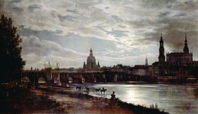 Vista de Dresde a la luz de la luna de Johan Christian Dahl