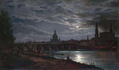 Vista de Dresde a la luz de la luna de Johan Christian Dahl