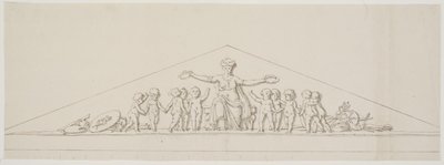 Boceto para un frontón, simbolizando la prosperidad, con putti de Johan Christoph Petzold
