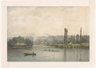 Vista de Port-Marly en el Sena, con el lavadero de Johan Conrad Greive (signed by artist)