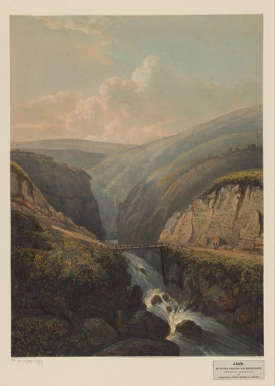 Vista del río Brandas en Java Río Brandas como arroyo de montaña (Residence Passarouan.) (título sobre el objeto) de Johan Conrad Greive