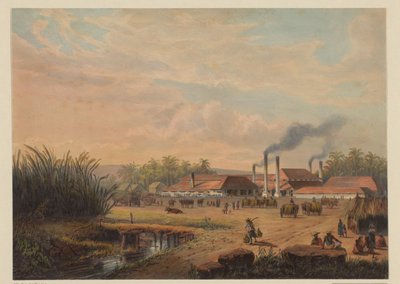 Vista de la fábrica de azúcar en Pangka Fábrica de azúcar Pangka (Residencia Tagal) (título sobre el objeto) de Johan Conrad Greive