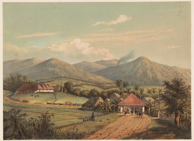 Vista de la carretera entre Buitenzorg y Preanger El gran camino de Buitenzorg a las regencias de Preanger. (título en el objeto) de Johan Conrad Greive