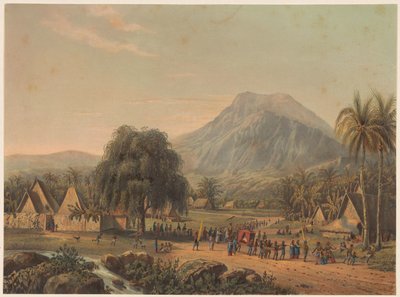 Procesión nupcial al pie del monte Salak en Java Procesión nupcial en el valle del Salak (título sobre objeto) de Johan Conrad Greive