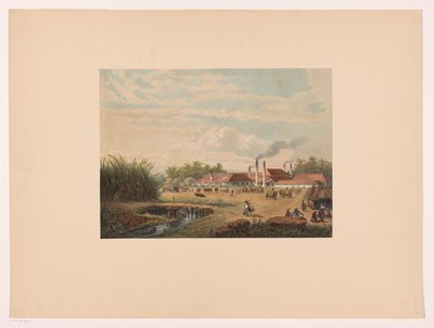 Fábrica de Pangka cerca de Tegal en Java Central Fábrica de azúcar Pangka; Residencia Tagal Java después de pinturas y dibujos de A. Salm (título de la serie) de Johan Conrad Greive