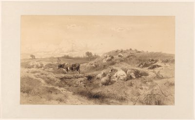 Paisaje con ganado y pastor descansando de Johan Daniël Koelman
