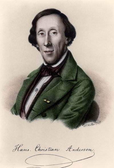 Retrato de Hans Christian Andersen (1805-1875) (coloración posterior) de Johan Frederick Moller