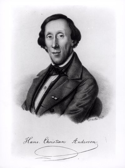 Retrato de Hans Christian Andersen (1805-1875) de Johan Frederick Moller