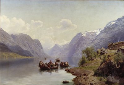 Escolta nupcial en el fiordo de Hardanger, 1865 de Johan Fredrik Eckersberg