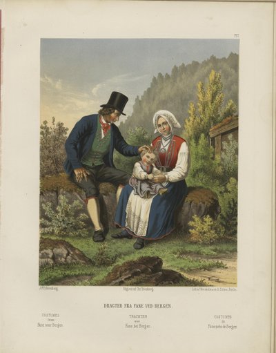 Ilustración del libro Udvalgte norske Nationaldragter de autor desconocido y publicado por Chr. Tønsberg (no, [1861]) de Johan Fredrik Eckersberg