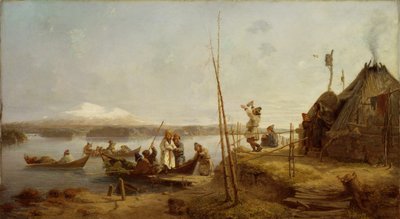 Regreso de la Novia al Hogar en el Lago Hornavan de Johan Fredrik Hockert