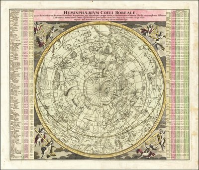 Mapa celeste del cielo del hemisferio norte de 1730 de Johan Gabriel Doppelmayr