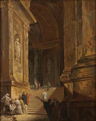 Escalera del templo, c.1783 (óleo sobre lienzo) de Johan Gottlob Brusell