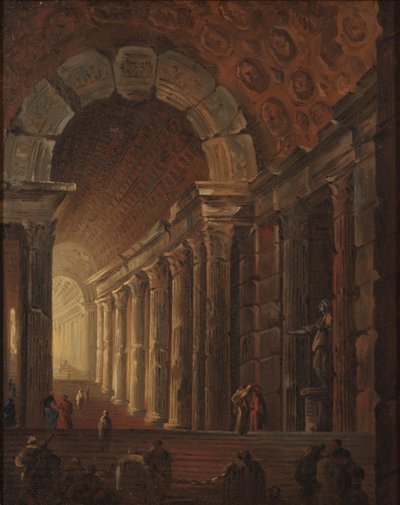 Escalera abovedada, c.1783 (óleo sobre lienzo) de Johan Gottlob Brusell
