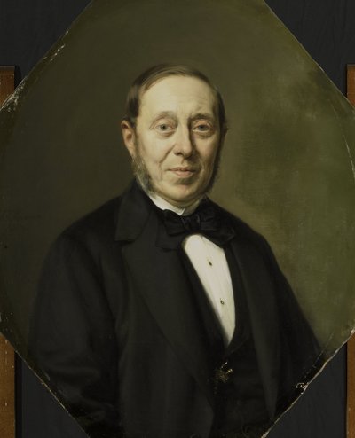 Retrato de Johannes Cornelis van Pappelendam (1810-1884). Artista y comerciante de arte. Superintendente del Museo Van der Hoop de Johan Heinrich Neuman