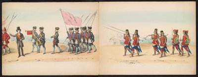 Mascarada de los estudiantes de Delft, 1857 (lámina 2) Procesión de disfraces realizada por los miembros del cuerpo de estudiantes de Delft el 5 de mayo de 1857, que representa la procesión de Garebeg del sultán de Djokjokarta y los tipos más característic de Johan Hendrik Hoffmeister