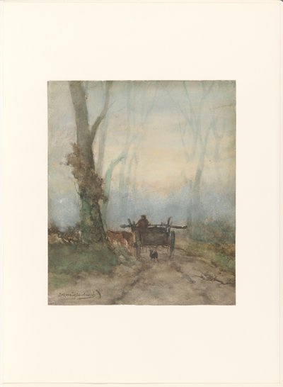 Carro agrícola en la carretera forestal de Johan Hendrik Weissenbruch (signed by artist)