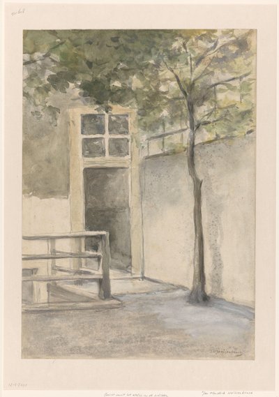 Vista de un patio desde el estudio del artista en Kazernestraat, La Haya de Johan Hendrik Weissenbruch (signed by artist)