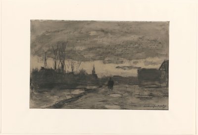Vista de un muelle de Johan Hendrik Weissenbruch (signed by artist)